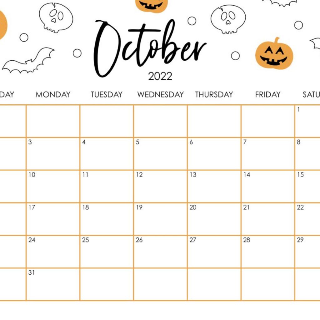 Printable October Calendar Pages 2022 Cute