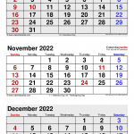 September to November 2022 Blank Calendar