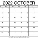 Blank October 2022 Calendar pdf