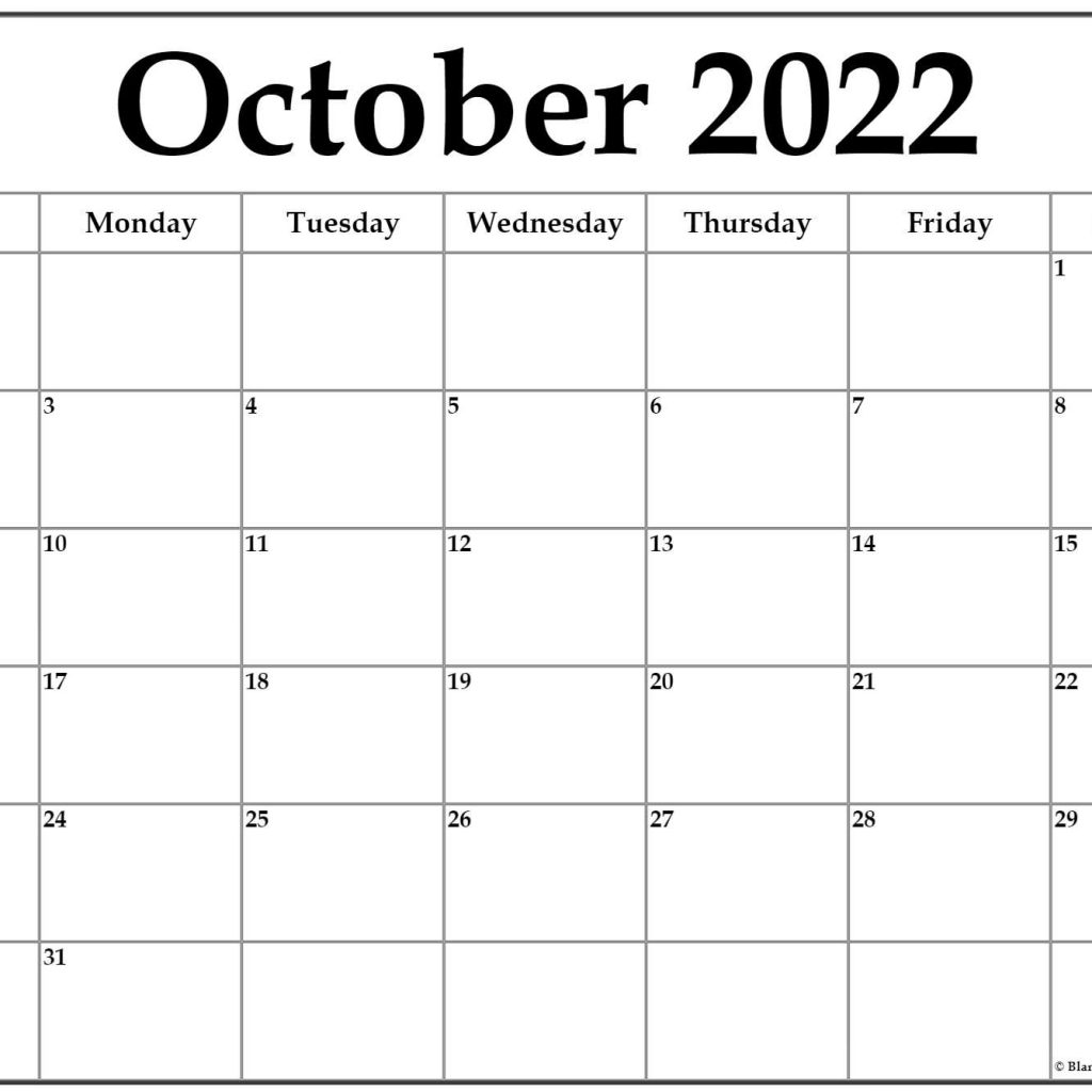 Free October 2022 Calendar Template