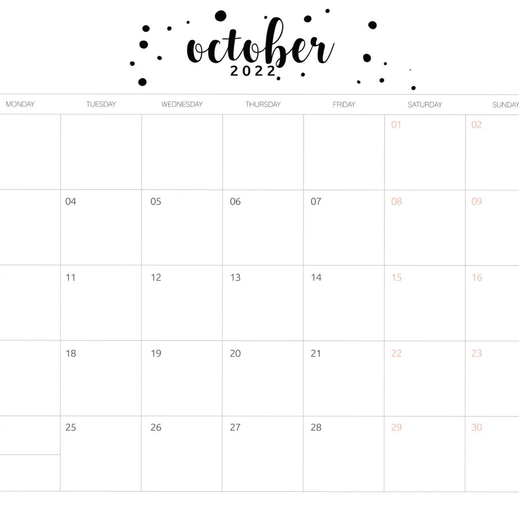 Printable October 2022 Calendar