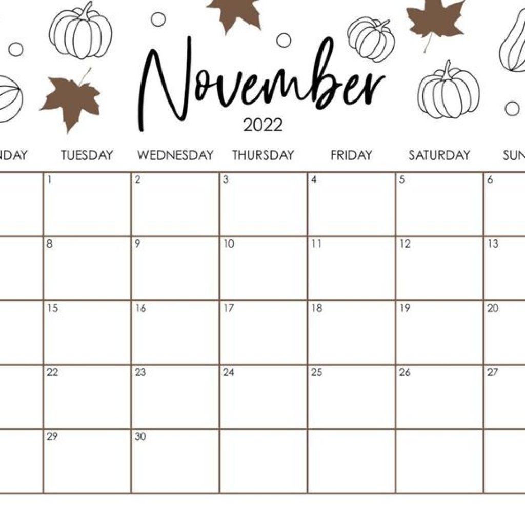 Blank November 2022 Calendar To Print