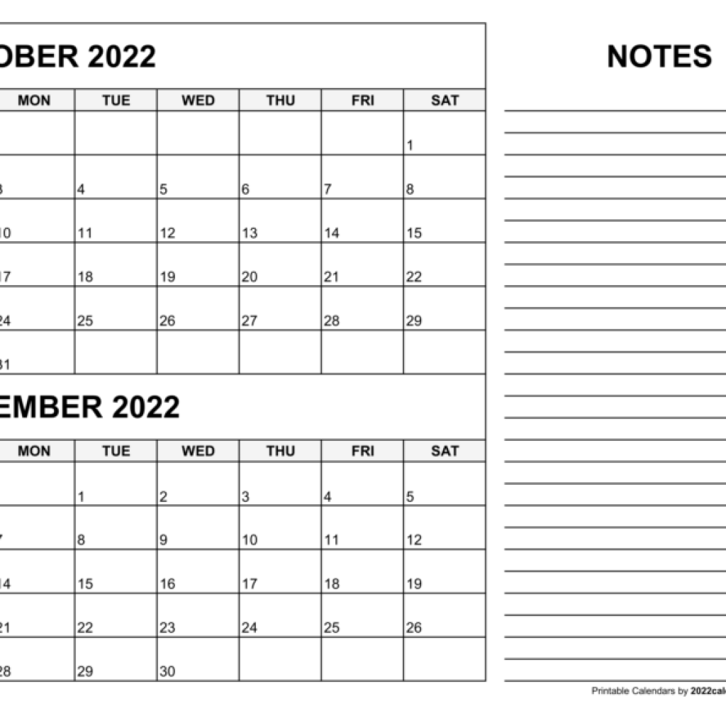 Calendar 2022 October Notes