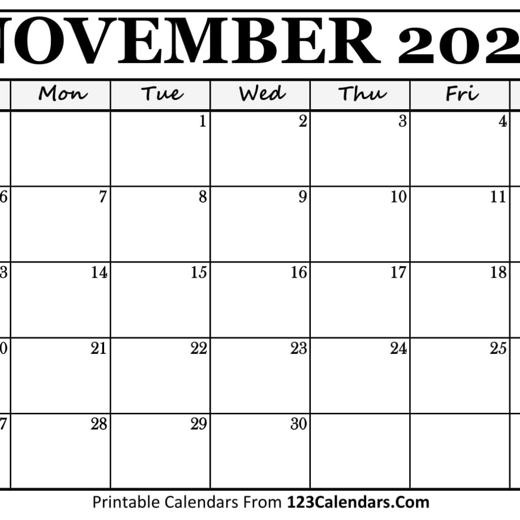 November 2022 Calendar Template