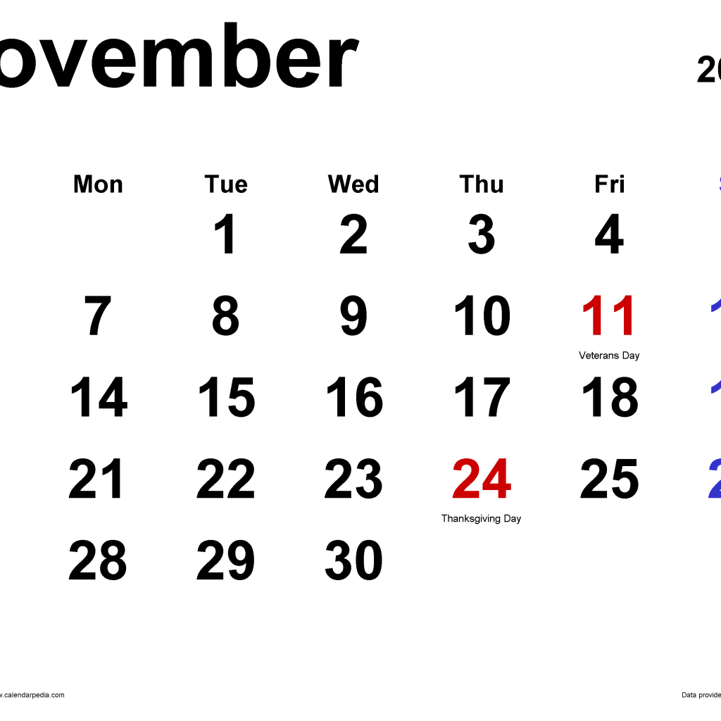 November  2022 Landscape Portrait Calendar Template