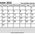 Print Free October Calendar 2022 Full