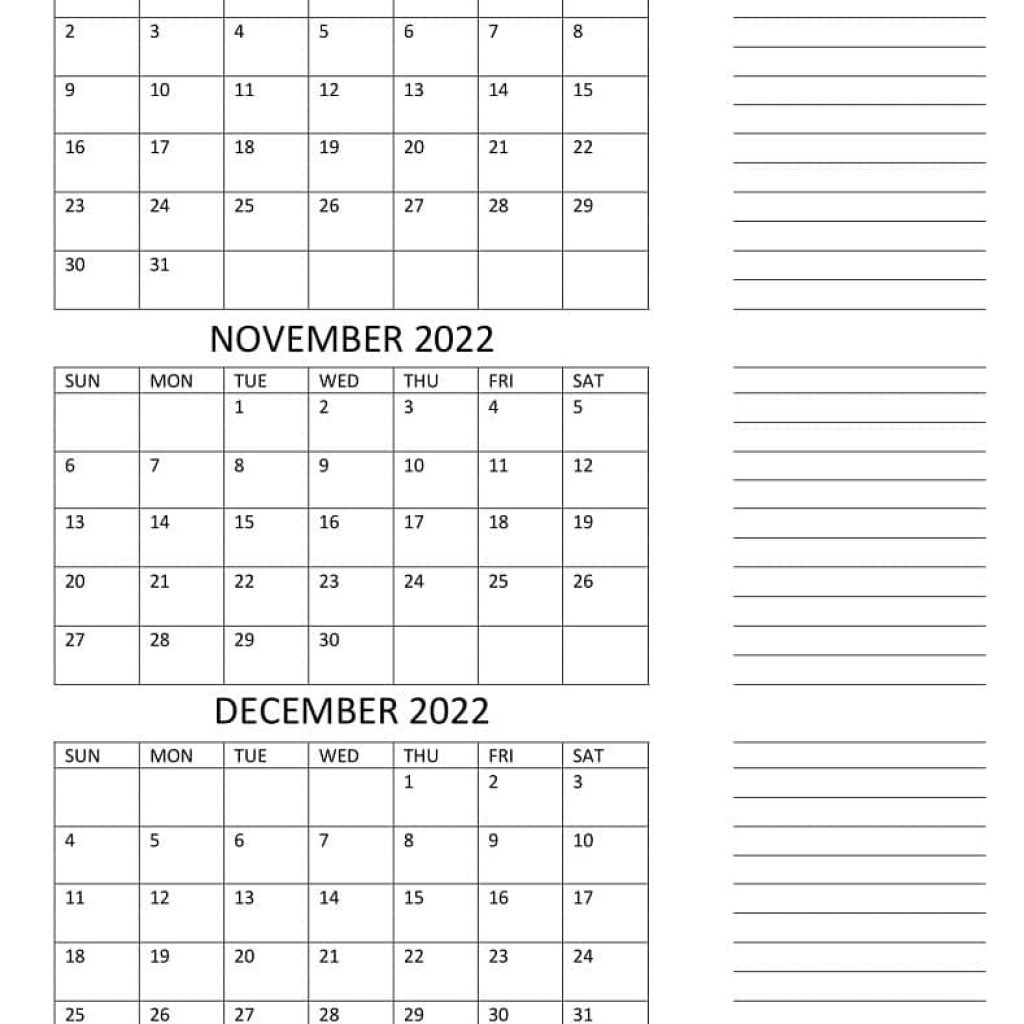 Blank Printable Calendar 2022 November December