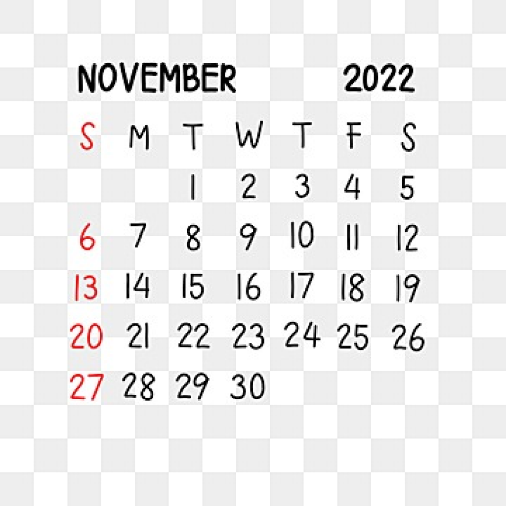 November Calendar 2022 png