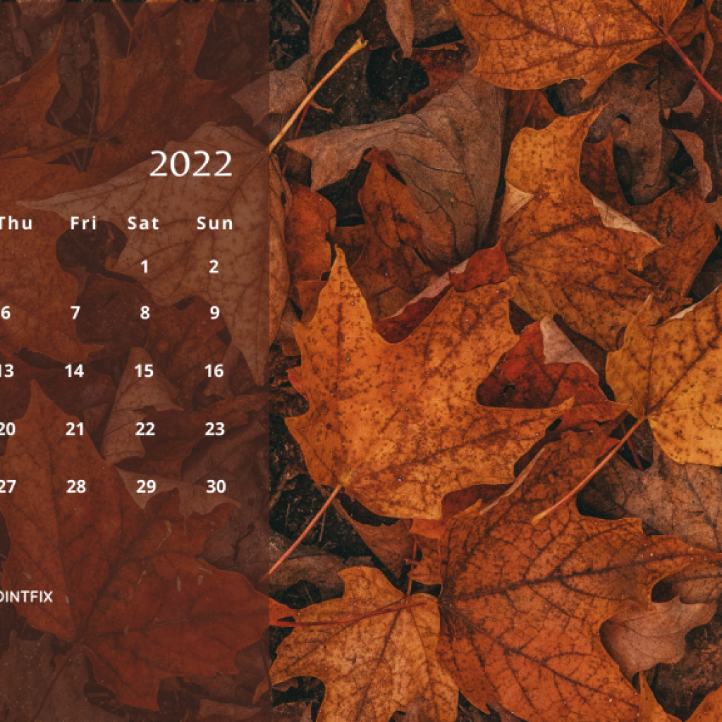 October 2022 Desktop Calendar Wallpaper