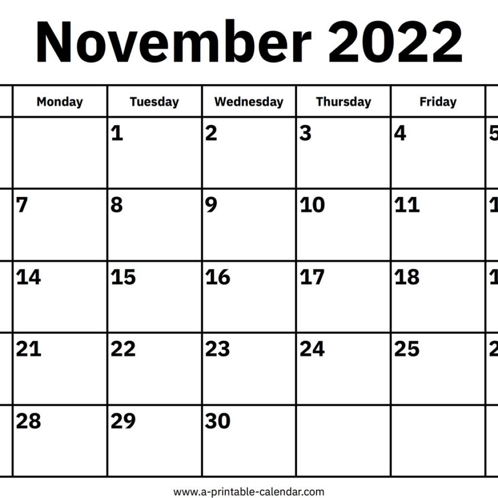 November 2022 Blank Calendar