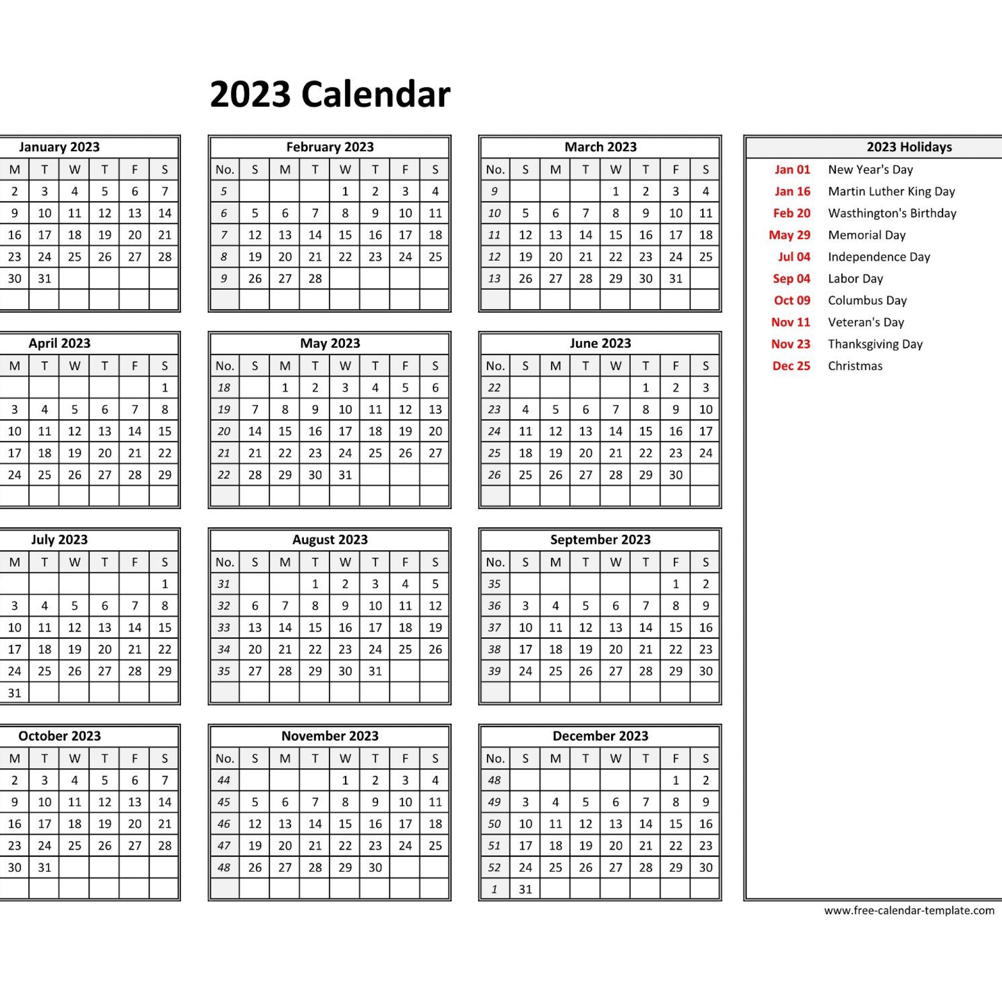 2023 Year Calendar Printable | Qualads