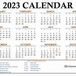 2023 Year Calendar Printable with Holidays