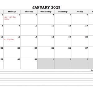 January 2023 Calendar Excel | Qualads