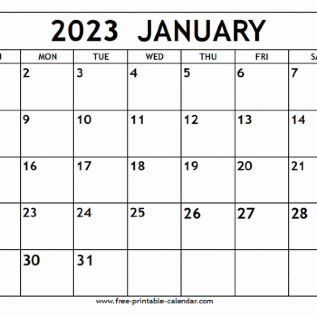 January 2023 Calendar Pdf