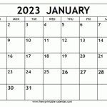 January 2023 Calendar Pdf