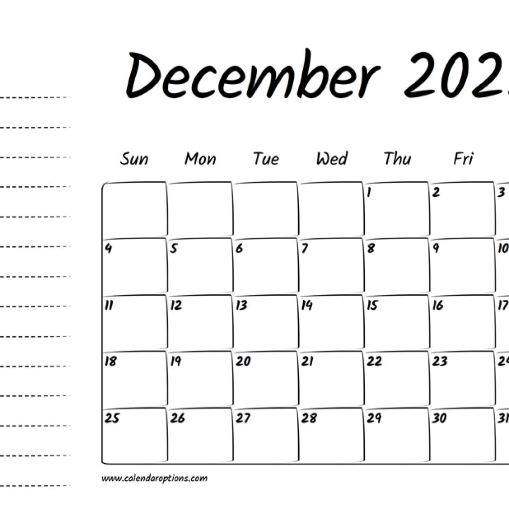 Calendar December 2022 with Notes