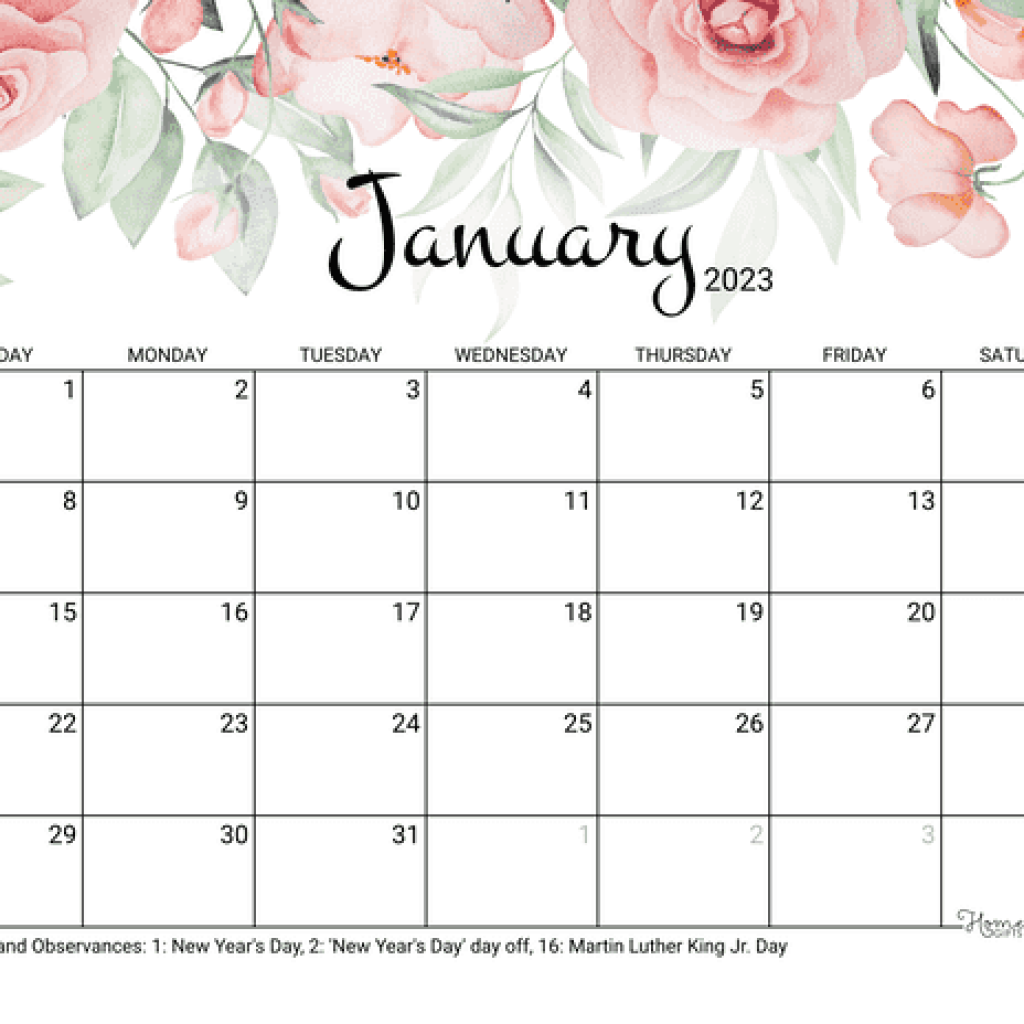 January 2023 Calendar Blank