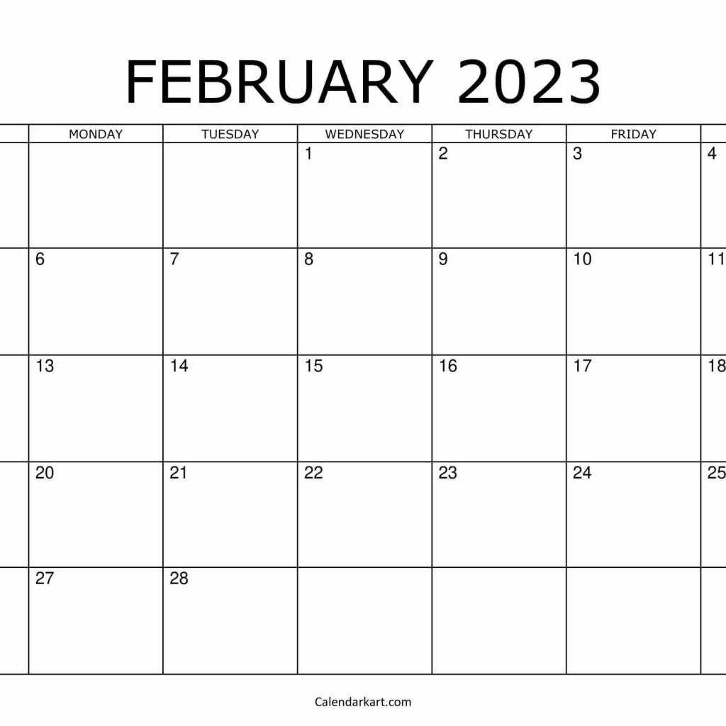 2023 February Printable Calendar