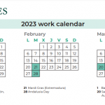 2023 January to march calendar holidays