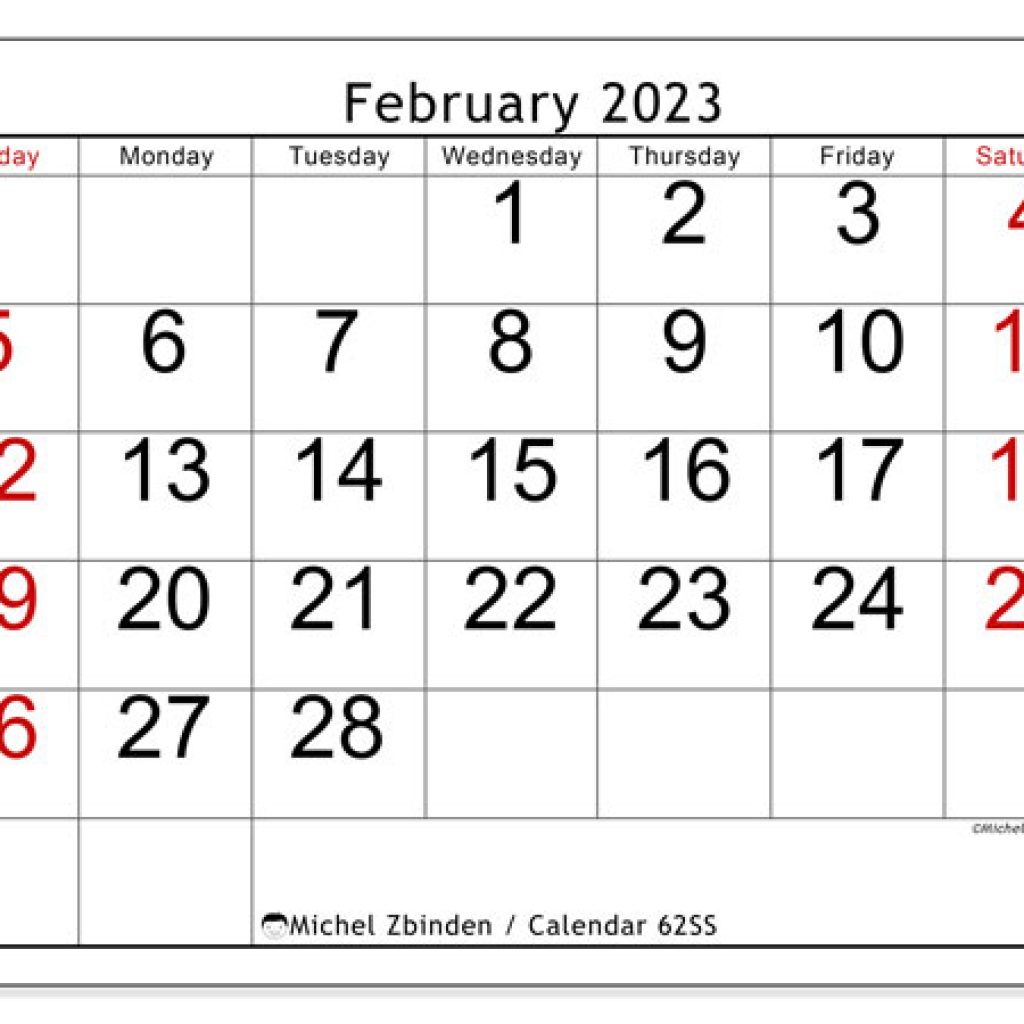 Free Printable Calendar February 2023