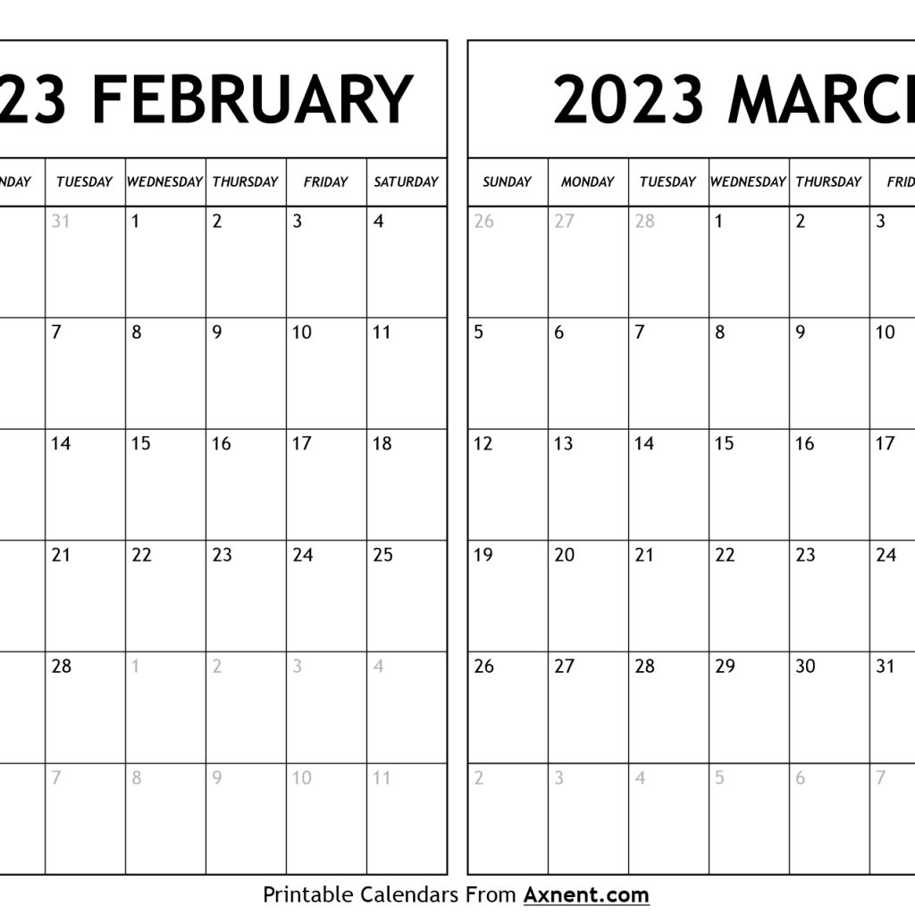 2023 February March Calendar