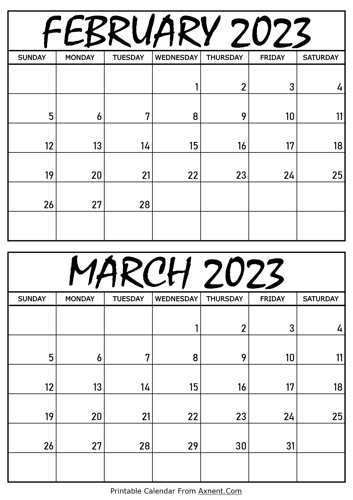 February and March 2023 Calendar