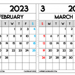 Calendar February March 2023 Printable