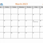 March 2023 Calendar Canada