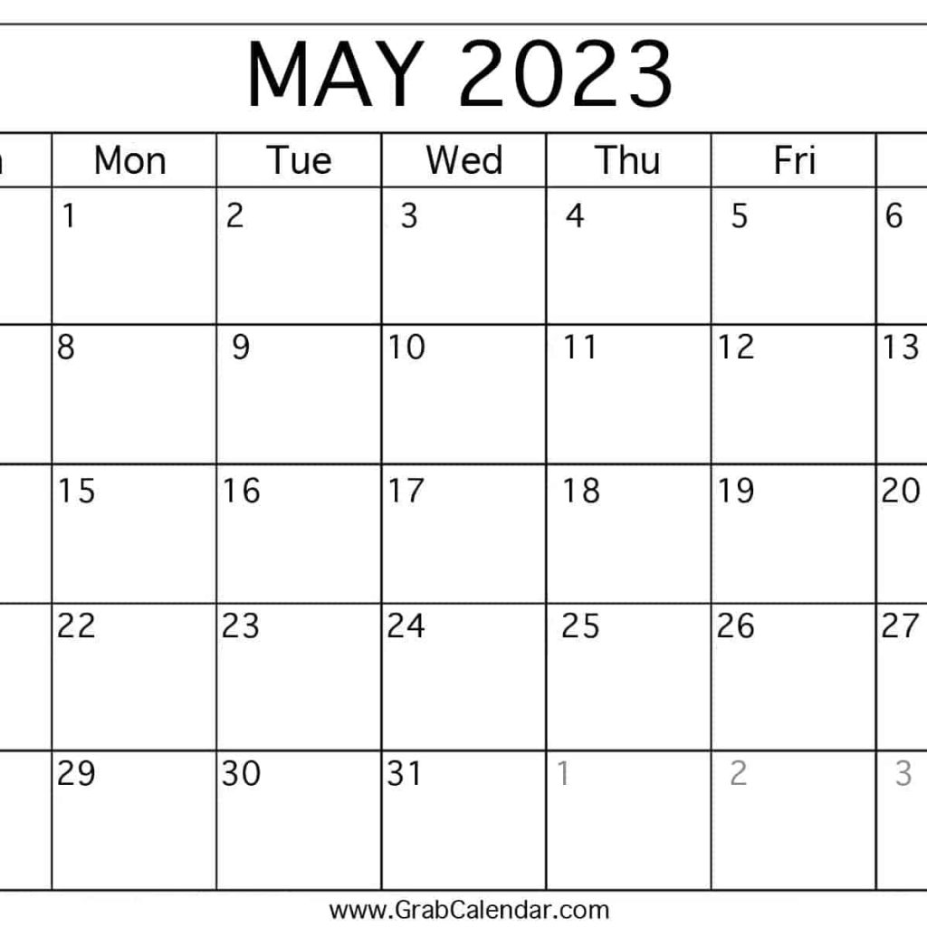 Calendar May 2023 Template