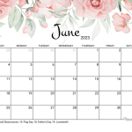 Calendar June 2023 Editable