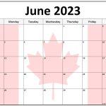 June 2023 Calendar Canada Flag