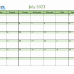 Editable July 2023 Calendar Printable