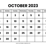 2023 October Calendar Template