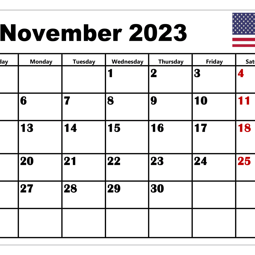 November 2023 Calendar Usa