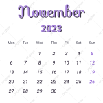 November 2023 Calendar Tumblr