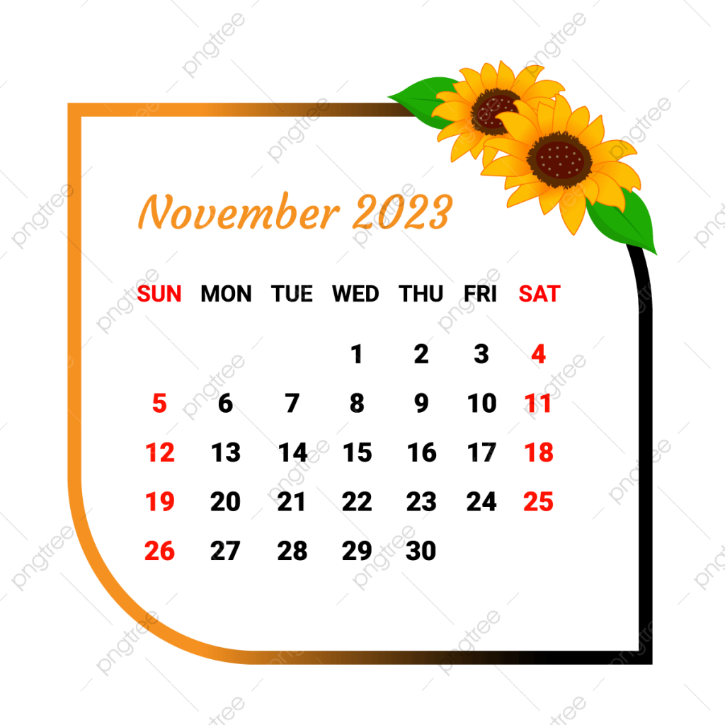 November Calendar 2023 png