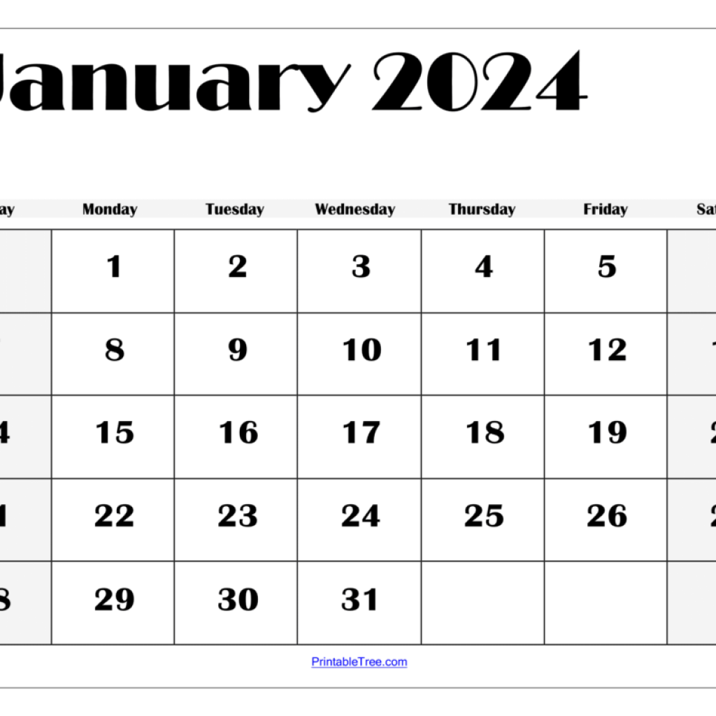 Free January 2024 Calendar Page