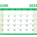 2024 June Calendar Excel