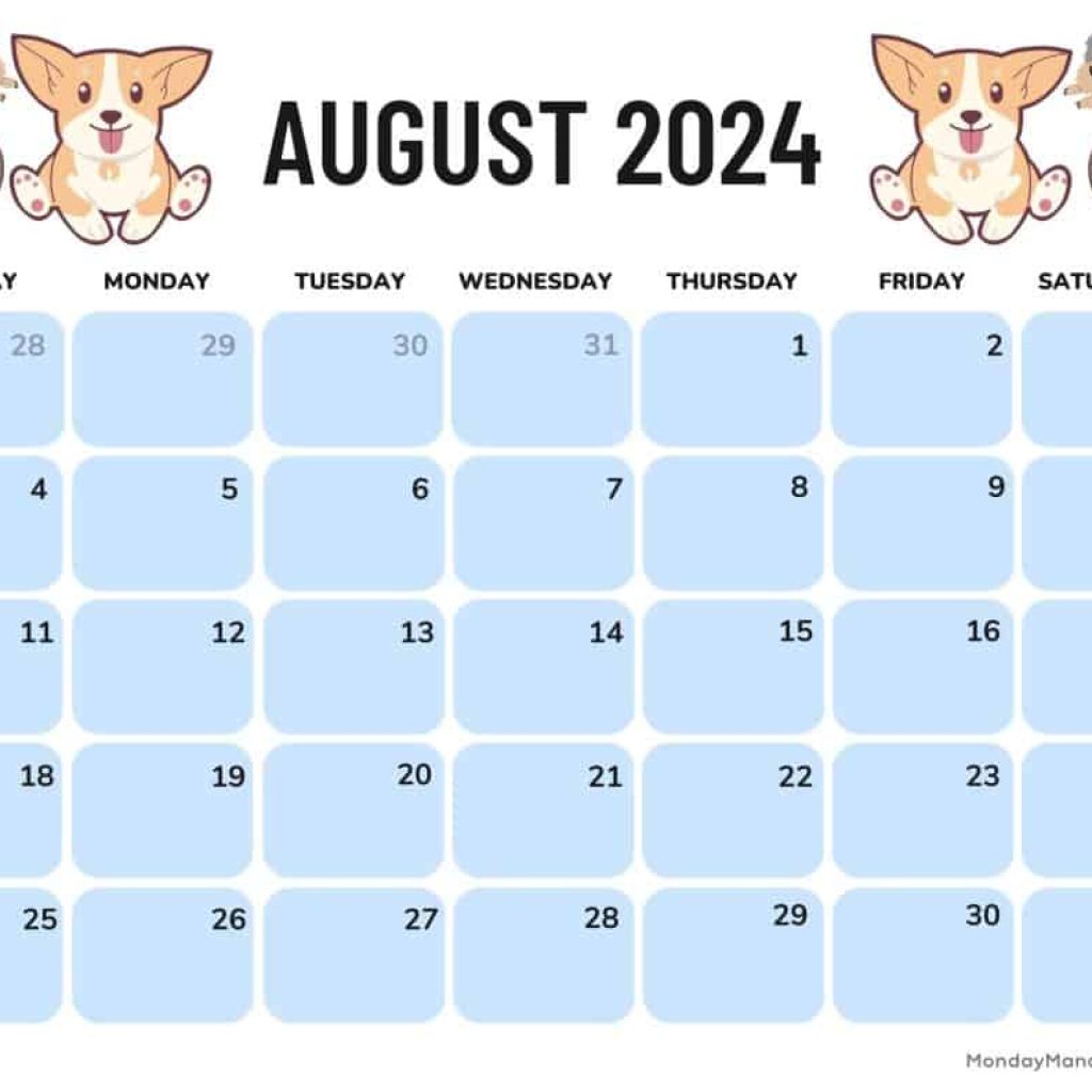 August 2024 Calendar Template