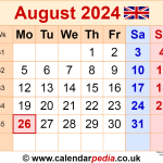 August 2024 Printable Calendar uk